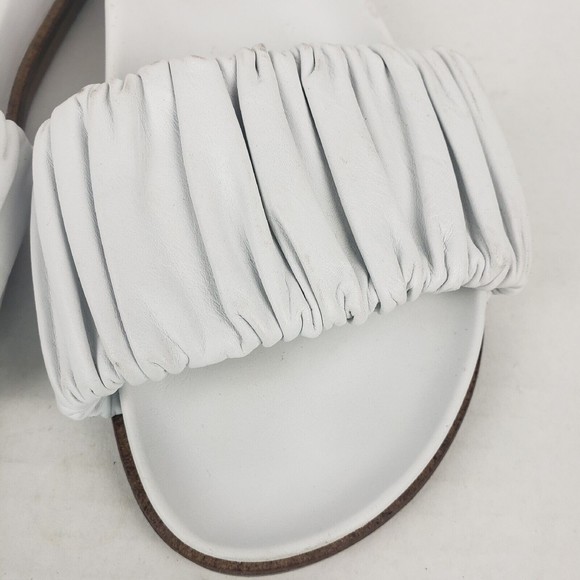 AQUATALIA Womens White Ruched Iva Round Toe Slip On Leather Slide Sandals 5.5 - Picture 5 of 11